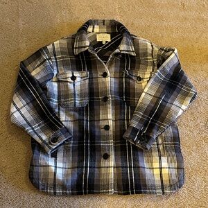 Lucky Brand Plaid Black and White Women's Shirt Jacket